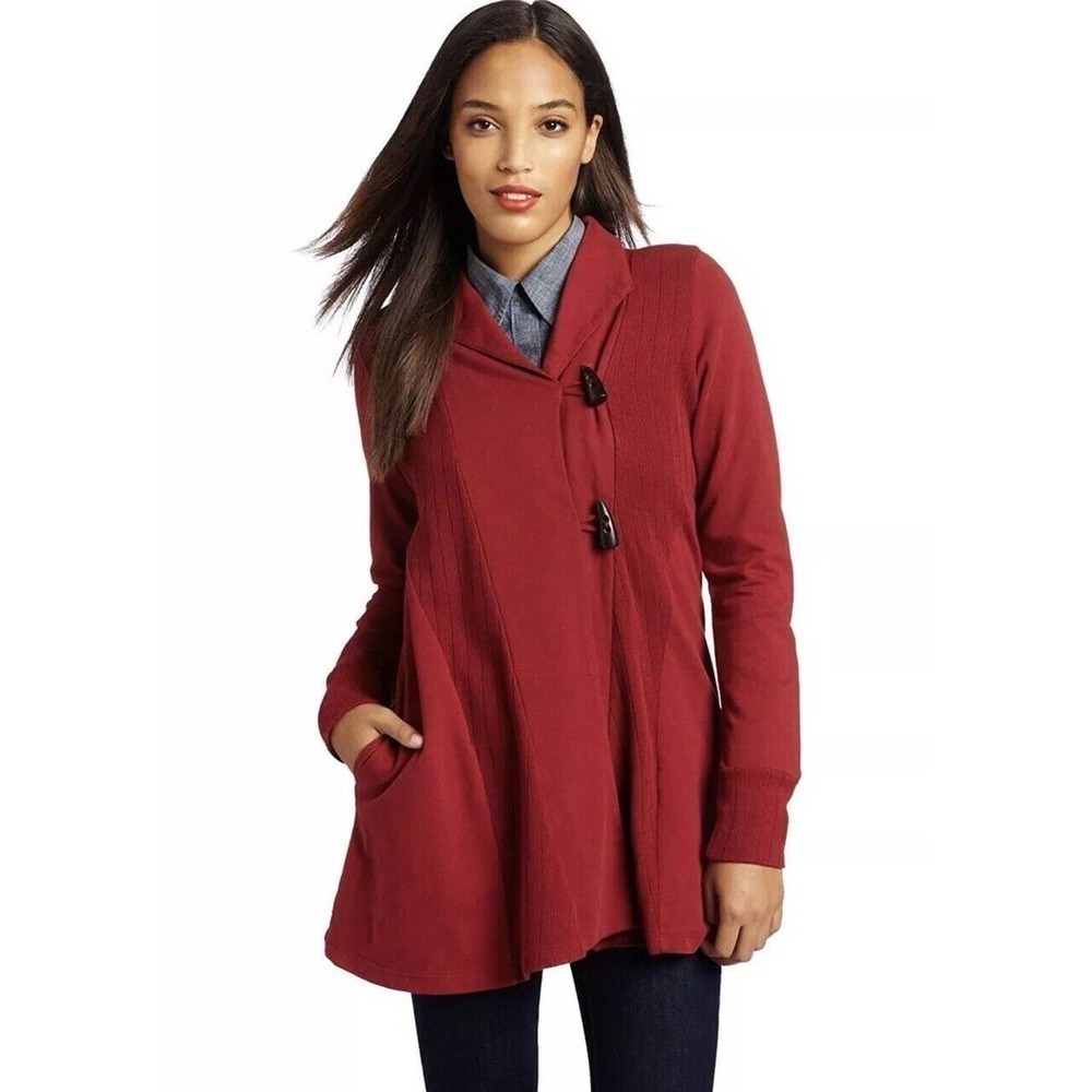 Lucky Brand | Womens Size M Red Darci Wrap Jacket Cotton Long Sleeves Knit - Picture 3 of 10